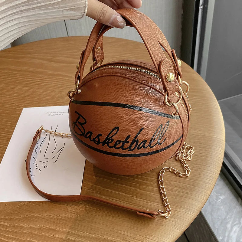 PU Basketball Women's Bag New Network Red Football Bag Personalized Fun Pink Basketball Bag Ins Versatile Chain Shoulder Bag.