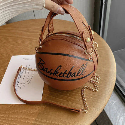 PU Basketball Women's Bag New Network Red Football Bag Personalized Fun Pink Basketball Bag Ins Versatile Chain Shoulder Bag.