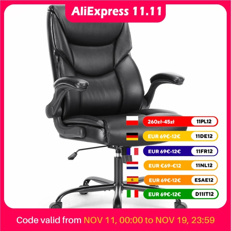 JHK Ergonomischer PU-Leder gepolsterter Armlehnen-Wohnzimmer-Schaukel-Gaming-Stuhl, drehbares Rad mit Lordosenstütze, Gaming-Stühle