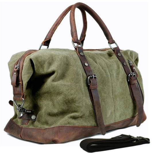 Vintage military Leinwand Leder männer reisetaschen Tragen auf Gepäck taschen Männer Duffel taschen reise tote große wochenende Tasche Übernachtung.