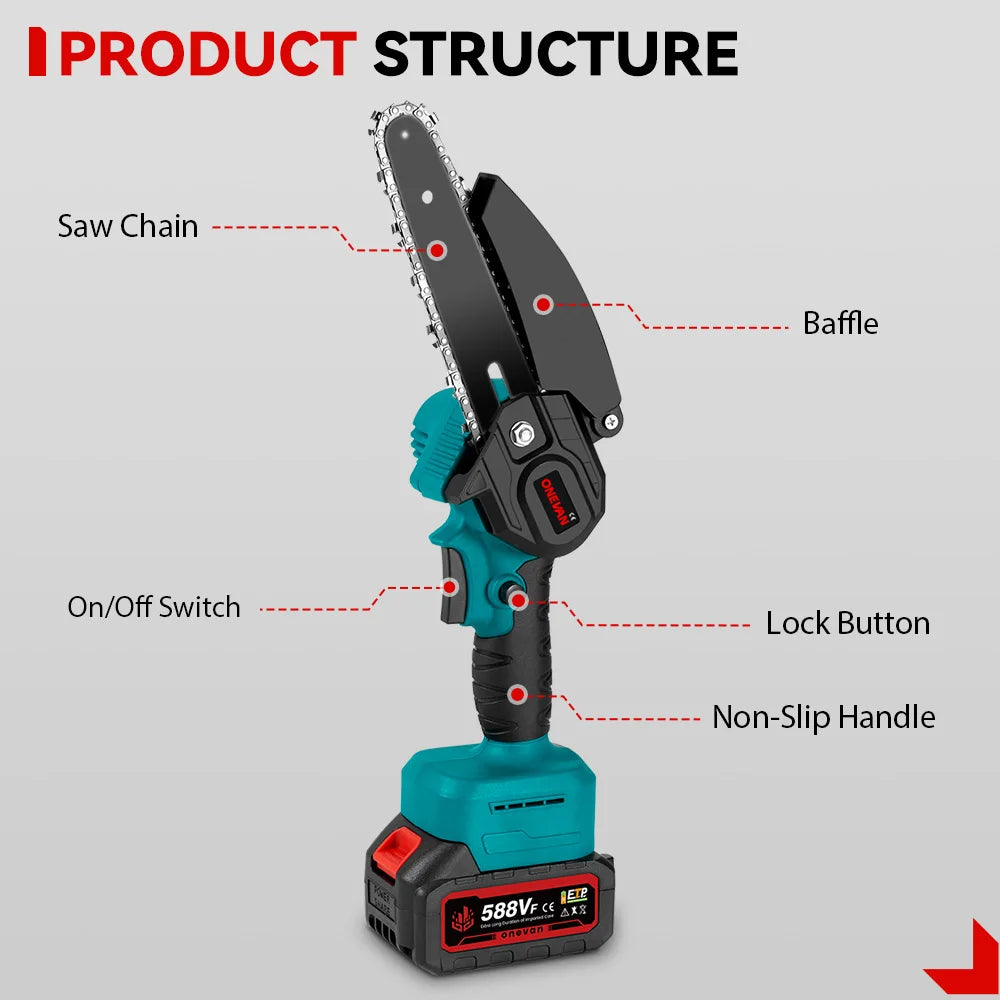 ONEVAN 3500W 2in1 Bürstenlose Hohe Astsäge Kettensäge & Gartenschere Gartengerät Mit Teleskopstange Für ONEVAN 18V Batterie
