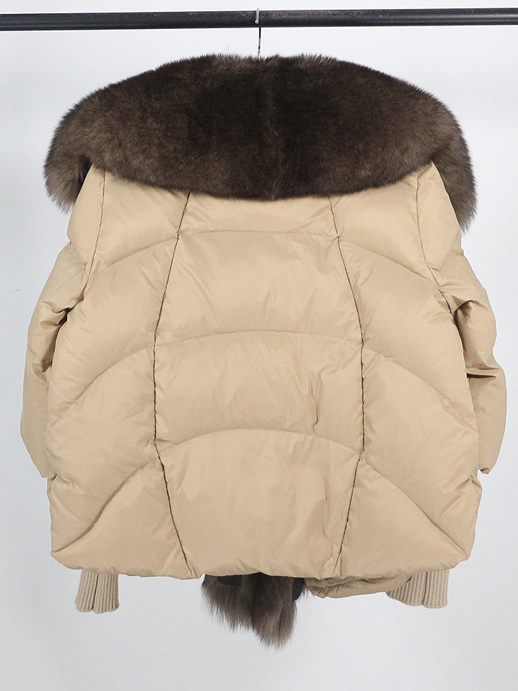 Lose Natürliche Echt Fox Pelz Kragen Mantel Dicke Neue Europäische Mode Weiße Ente Unten Jacke Winter Frauen Warme Luxus Oberbekleidung