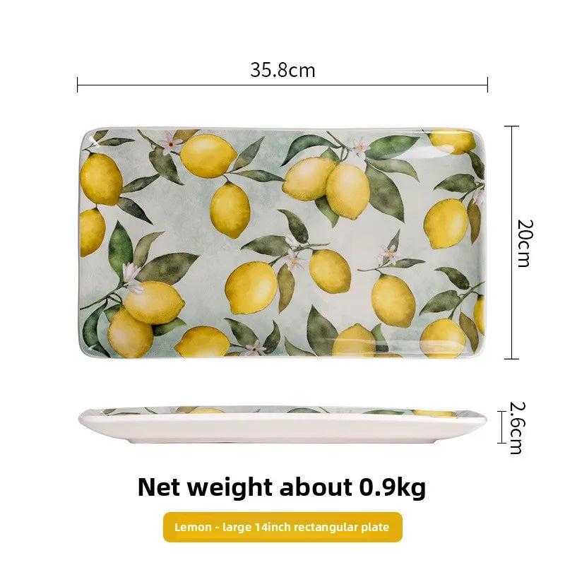 Creative Lemon Plate Ceramic Fruit Dish Ins Style Home Dining Thai Restaurant Tableware.