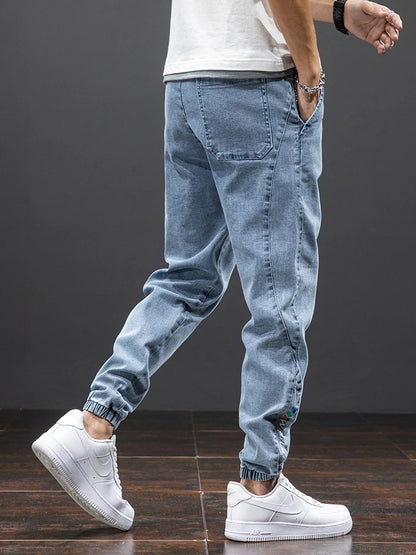 Spring Summer Black Blue Cargo Jeans Men Streetwear Denim Jogger Pants Men Baggy Harem Jean Trousers Plus Size.