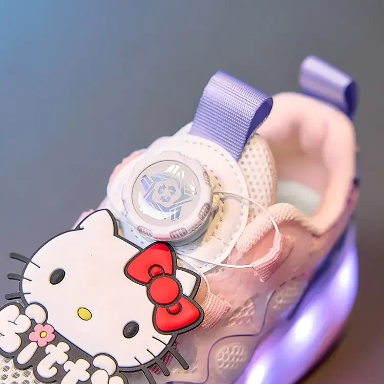 Hello Kitty Children's In-line Skating Shoes Four-Wheel Design Adjustable Roller Blades for Boys Girls Sports Footwear Sneakers.