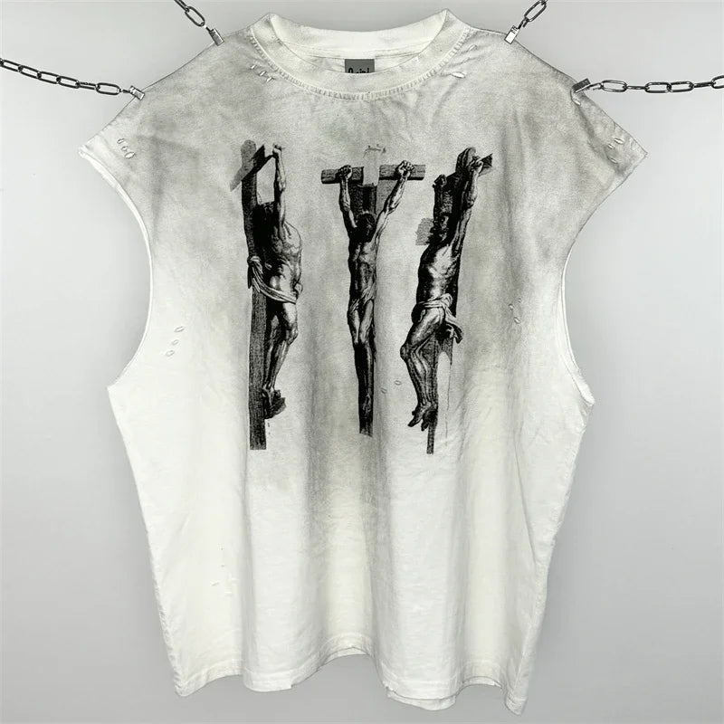 SAINT Vintage NIN Nine-inch Nail T-Shirts Best Quality Vintage Washed T Shirt Tee Tops