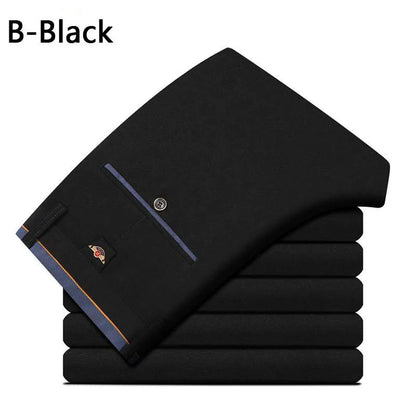 Men's Summer Fashion Business Casual Long Pants Suit Pants Male Elastic Straight Formal Trousers Plus Big Size28-40.