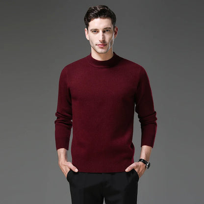 High End Anti-pilling Thick New Fashion Brand Casual Knit Pullover Sweater Half Turtleneck Mens Jumper Designer Clothing