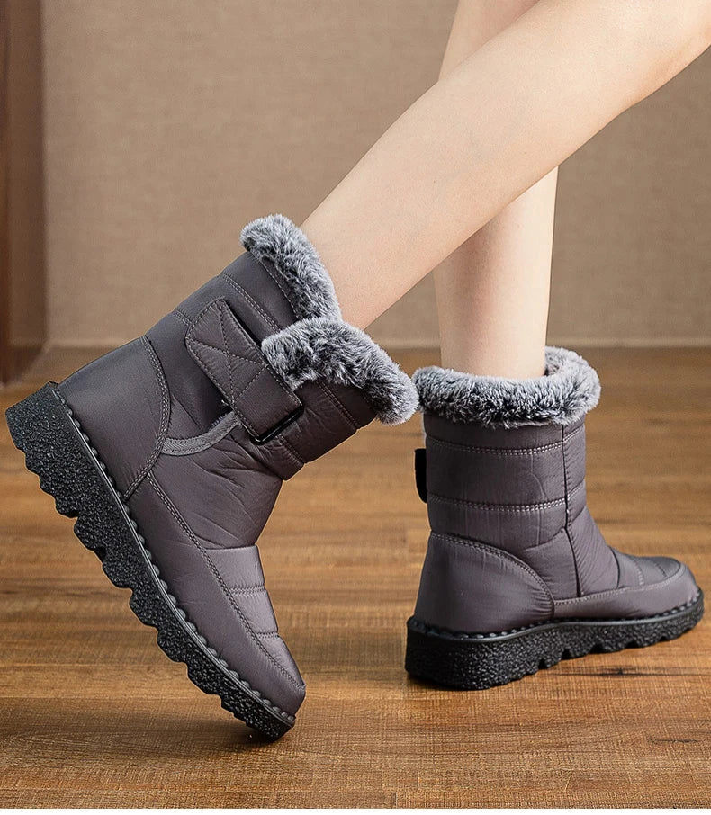 Boots 2025 Women's Boots Fur Botas Mujer Super Warm Winter Boots For Snow Women Low Heels Winter Shoes Woman Black Rubber Boot
