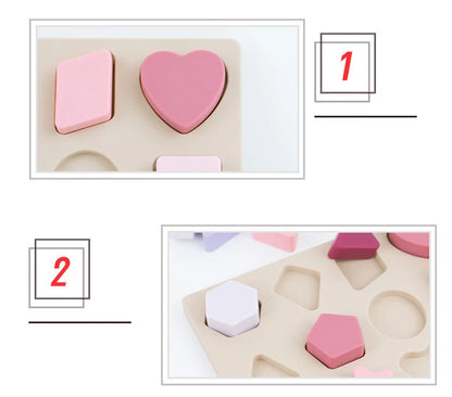 Montessori Baby Puzzles Silicone Toys Geometric Shape Jigsaw Board Matching Games Educational Learning Toys Food Grade Silicone.