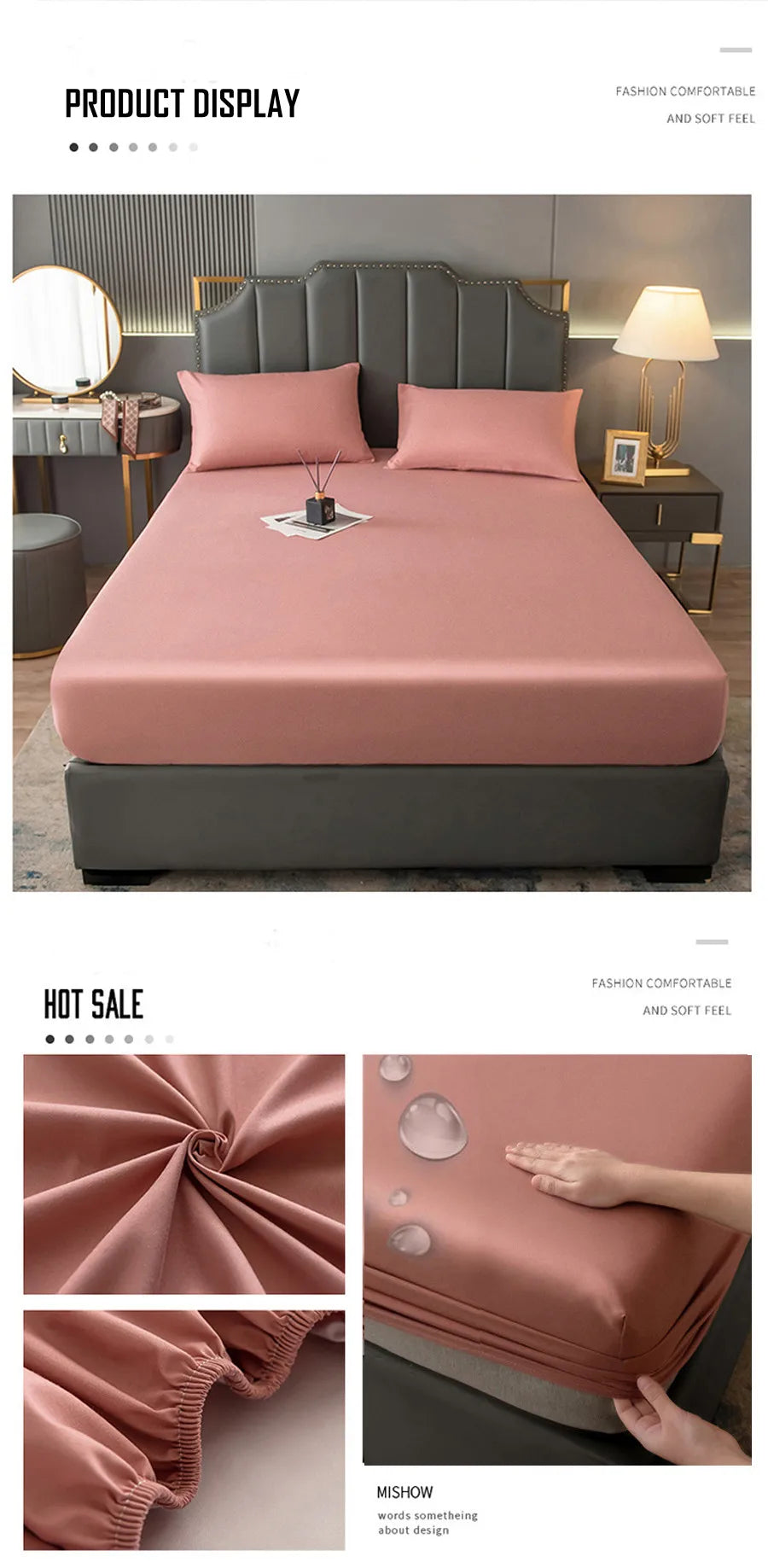 WOSTAR Waterproof mattress protector cover single double bed twin full queen king size elastic fitted sheet style protection pad.