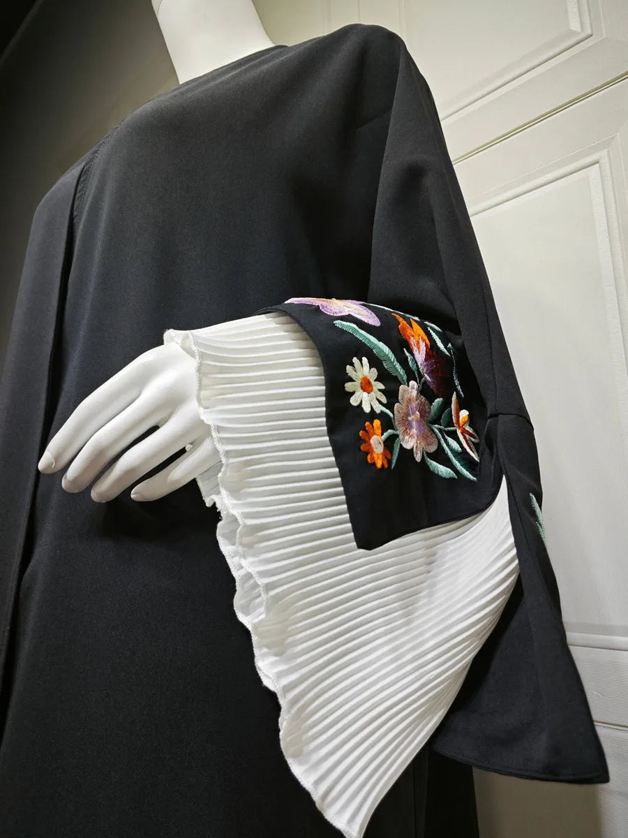 Women Muslim Arabic Abaya Luxury Embroidery floral Kimono Cardigan Long Dress Kaftan Modest Robe Femme Islam Clothing Kebaya.