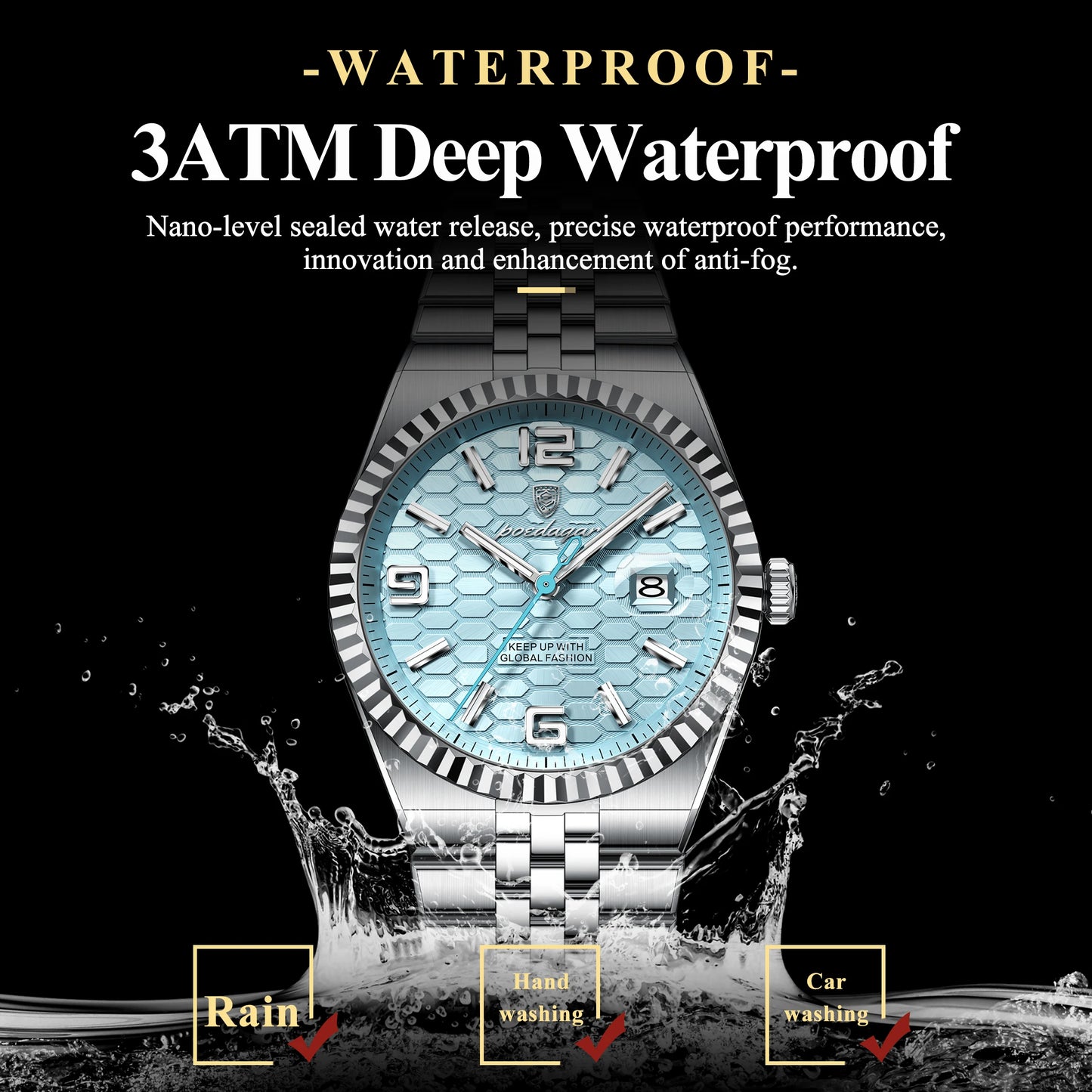 POEDAGAR High Quality Original Men Clock Waterproof Luminous Date Luxury Man Watch Stainless Steel Quartz Men's Watches Male+Box.
