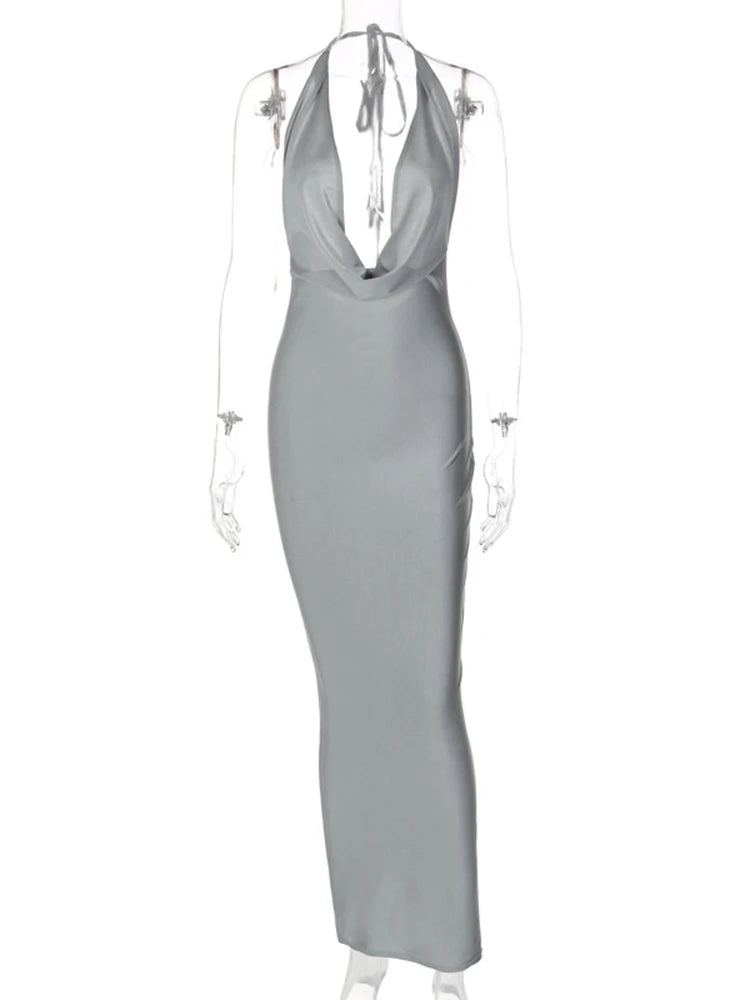 Dulzura Herbst Frauen Halter-Backless Midi Kleid Für Frauen Bodycon Sexy Party Elegante Outfits Abend Geburtstag Kleidung Y2K 2024.