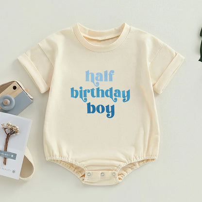 Halber Geburtstag Outfit Baby Jungen Mädchen 1/2 Weg zu einer Blase Stram pler Sommer Kurzarm Kleinkind Baby übergroße T-Shirt Stram pler.