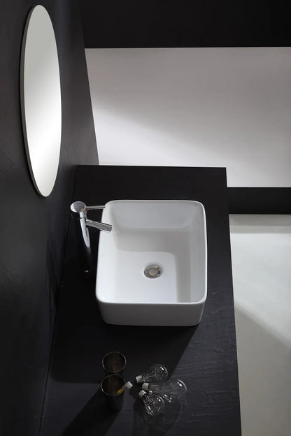 Rechteckiges Waschbecken, weißes Waschbecken, Arbeitsplatte, Keramik, Keramik, kleine Waschbecken, Schüssel, Arbeitsplatte, Waschtisch, Kunstbecken