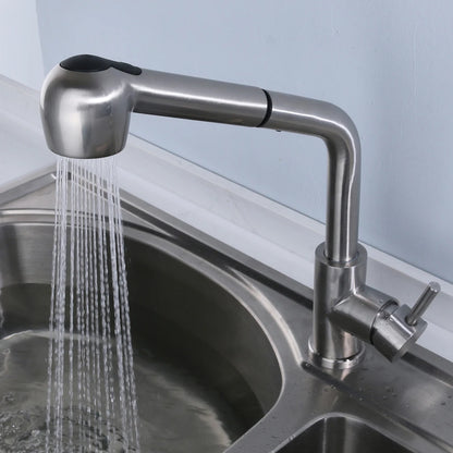 360° Rotating Retractable Sink Faucet Hot and cold Water Button Ceramic Valve Kitchen Stainless Steel Faucet with Shower