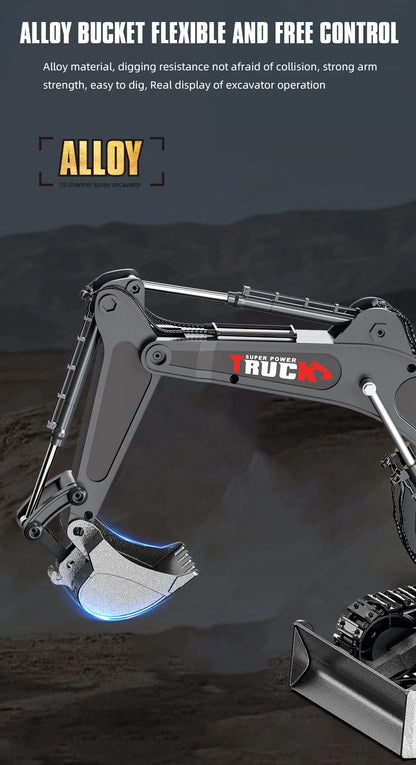 Alloy Rc Excavator Truck Toy Kids Remote Control Engineering Trucks Electric Vehicle Machine Games for Kids Boys Birthday Gifts.