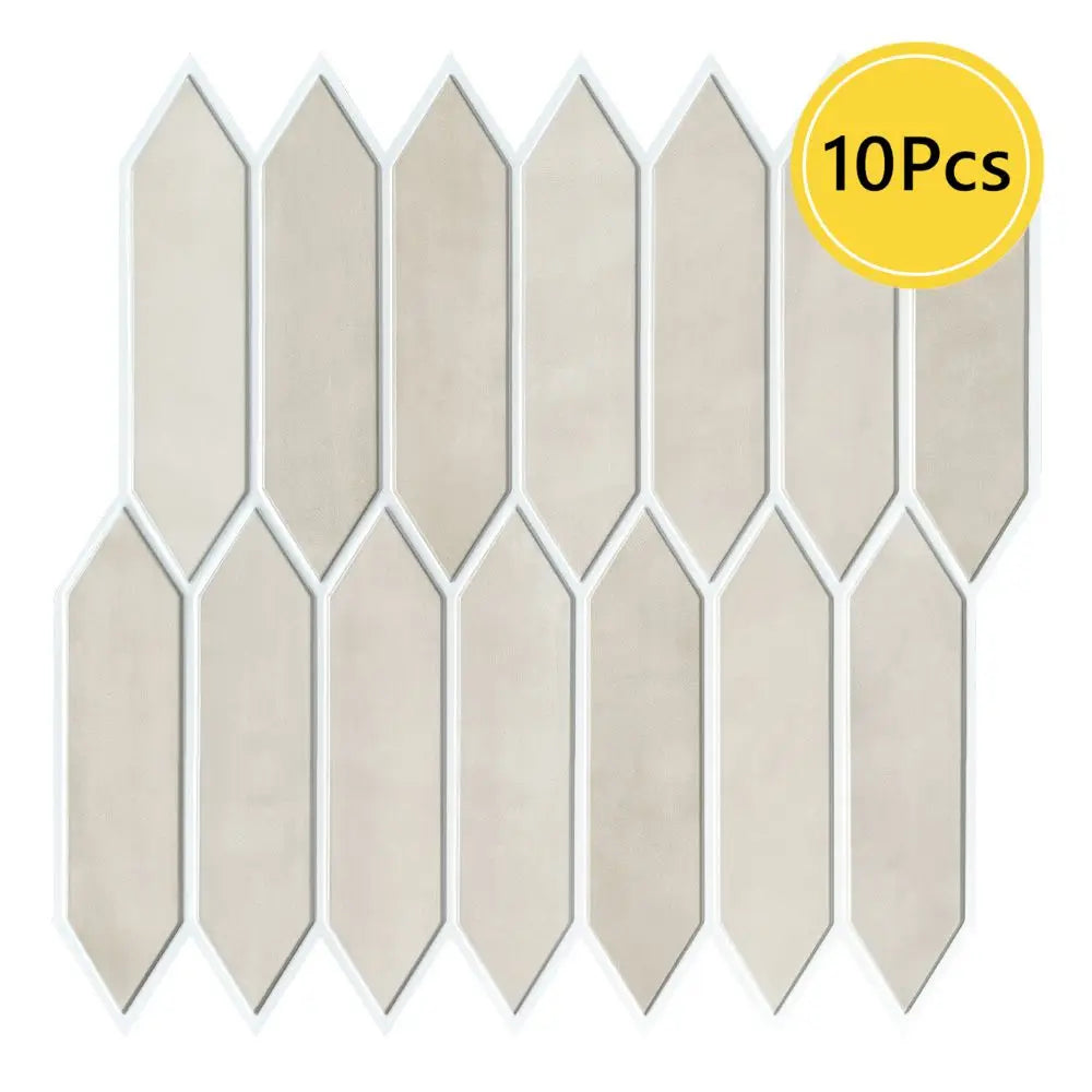 10 Pcs 3D Wall Panels, Peel and Stick Backsplash Tiles, Long Hexagon 3D Decorative Tiles for Interior Decor 30 X 30cm