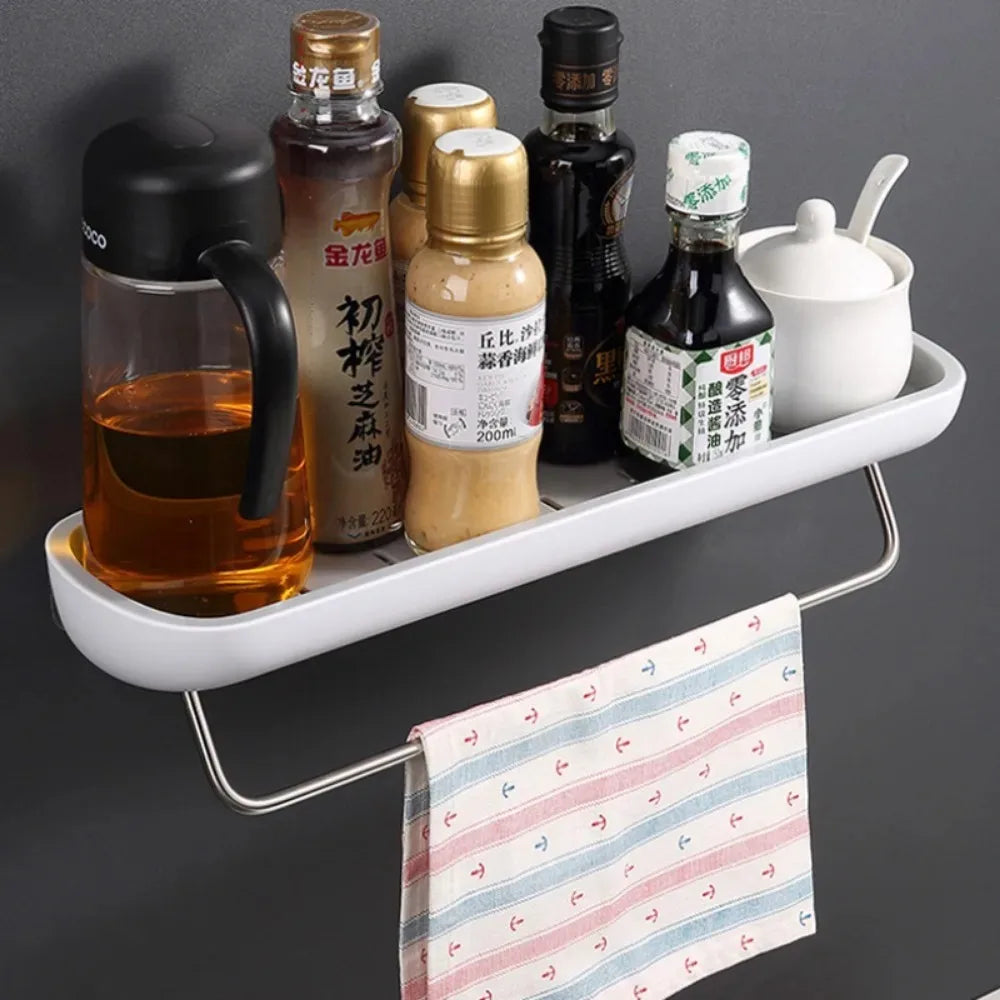 Selbstklebendes Badezimmerregal ohne Bohren, abnehmbare Wandhalterung für Dusche, Küche, Gewürze, Aufbewahrung, platzsparend, Heimaufbewahrung, Organizer-Rack