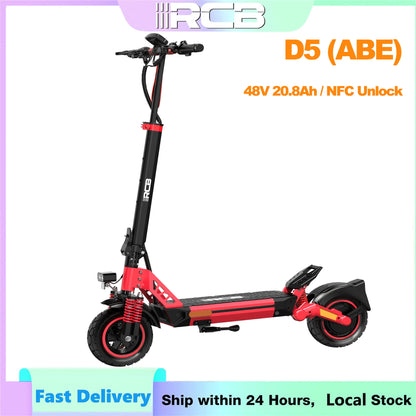 RCB Electric Scooter D5/D5 PRO ABE (premium version), NFC/Indicator/APP, 500W Motor Peak 1600, 10" Commuting E Scooter for Adult.