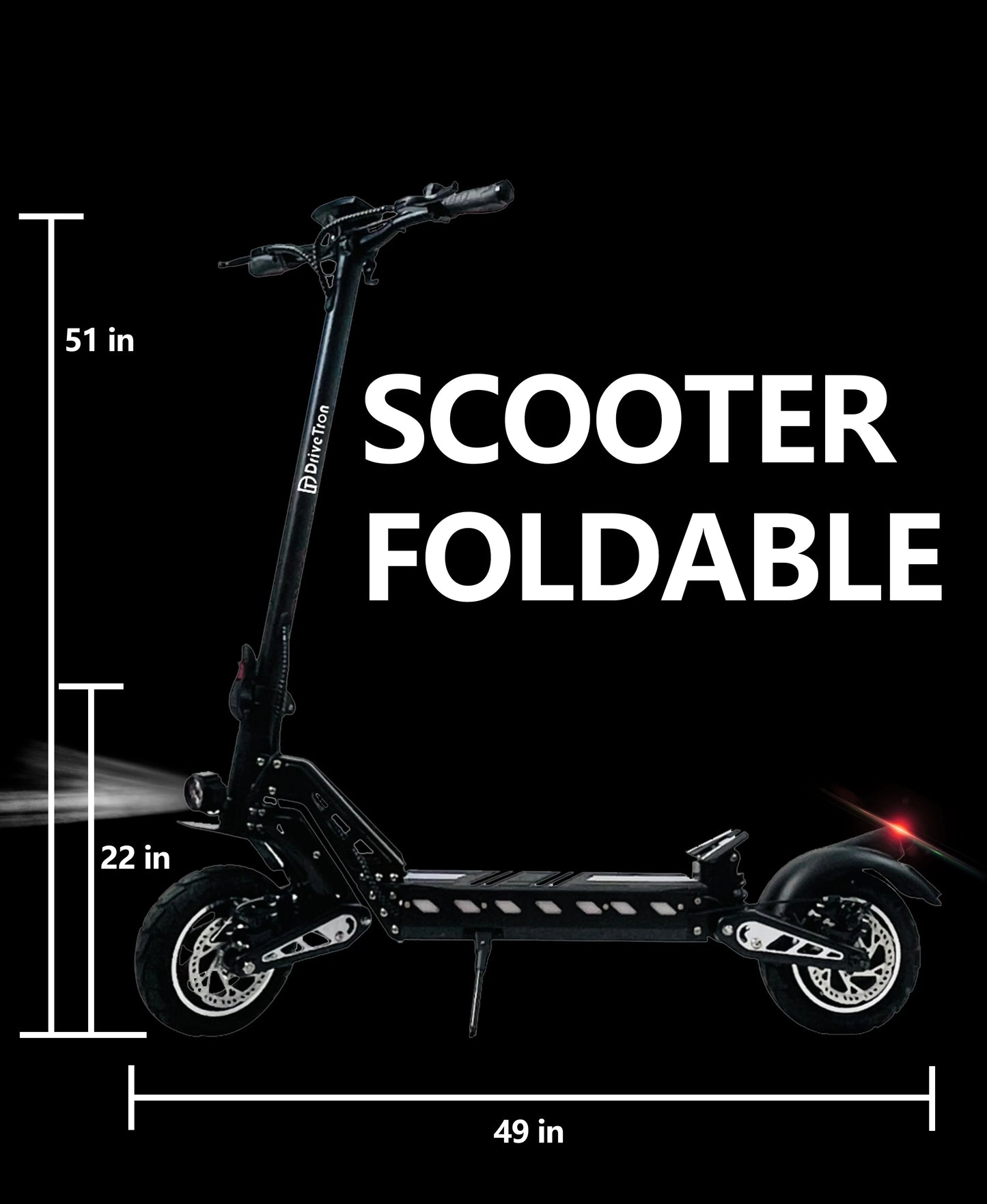 DriveTron DT10 Foldable Adult Electric Scooter, E-Scooter, 50km/h Electric Kick Scooter, 1000W Skateboards, 48V 15.6Ah Kickboard.