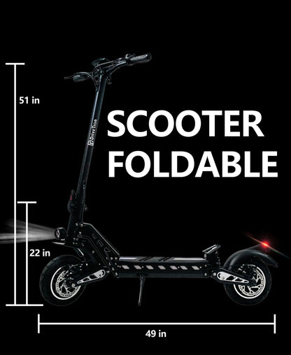 DriveTron DT10 Foldable Adult Electric Scooter, E-Scooter, 50km/h Electric Kick Scooter, 1000W Skateboards, 48V 15.6Ah Kickboard.