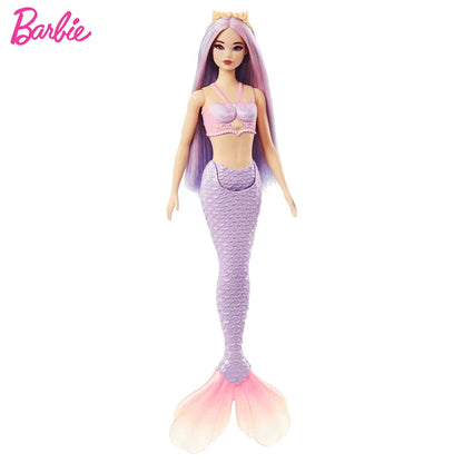 Original Barbie Mermaid Doll Toy Pink Fantasy Ocean Princess Hair Accessories Shell Toys for Girl Movable Joints Fish Tail Doll.