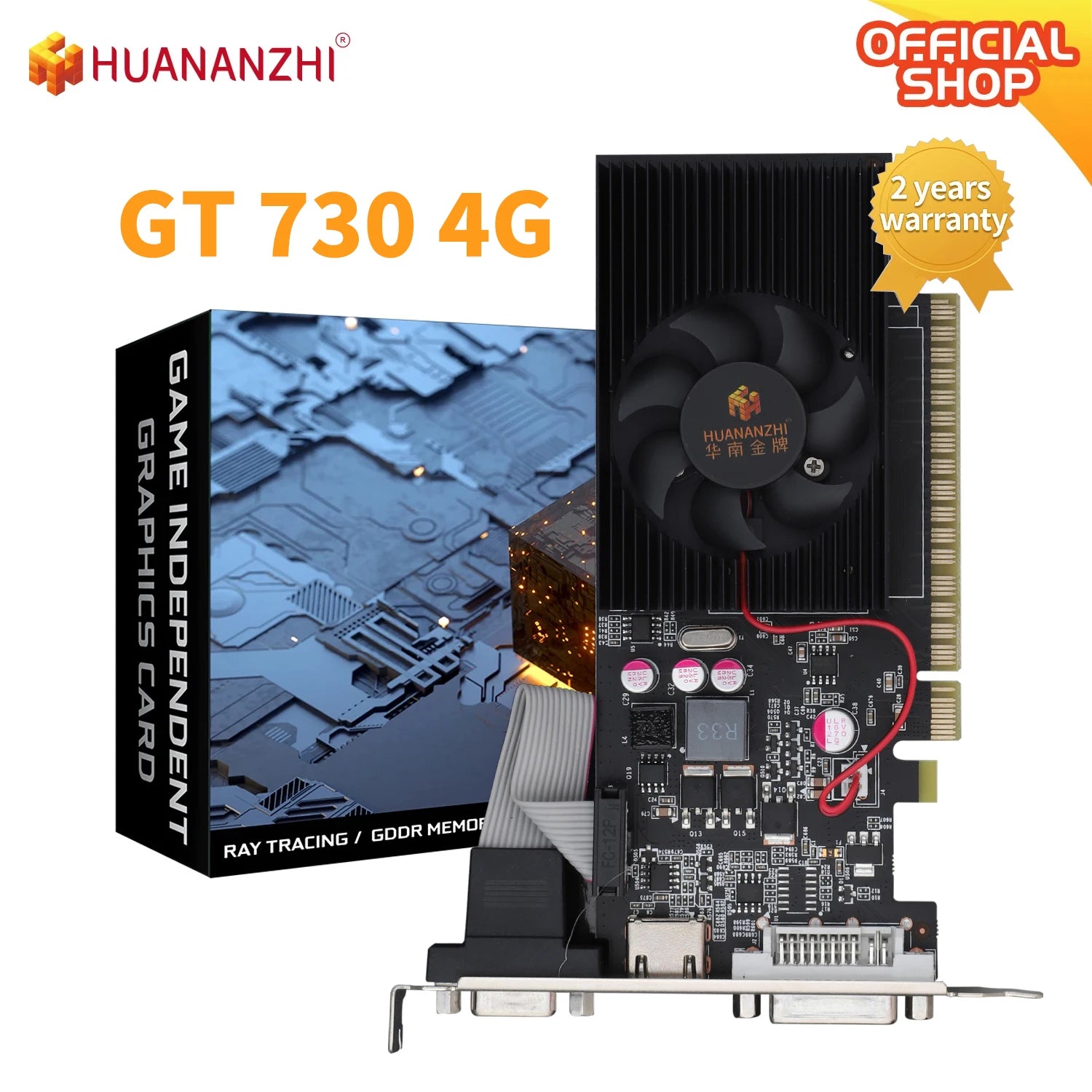 HUANANZHI GT 730 4G Graphics Cards 128Bit GDDR3 HDMI-Compatible VGA DVI GPU Video Card.