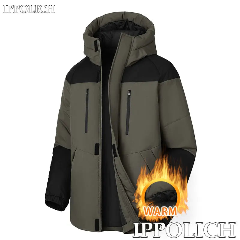 Winter Thickened Jacket Men Running Hooded Coat Sport Outdoor Leisure Medium-length Warm Clothing Autumn Winter Clothing Male.