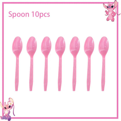 Disney Rosa Stich Geburtstag Party Dekorationen Geschirr Set Tischdecke Hintergrund Banner Für Kinder Geburtstag Dekorationen Lieferungen.