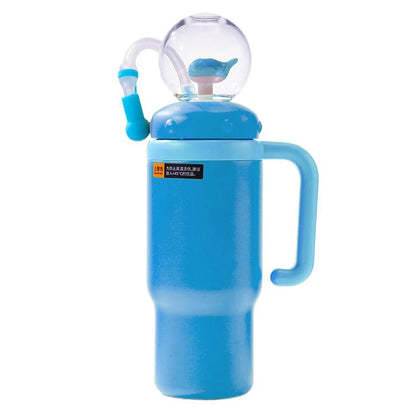 24oz Stainless Steel Whale Fountain Tumbler Straw Water Cups Kids Adults Travel Water Bottles Whale Water Cups Car Water Bottle