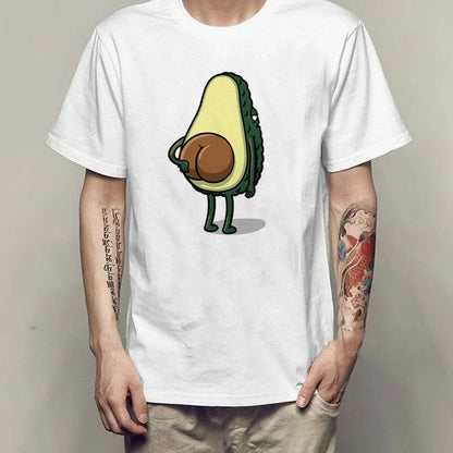 Harajuku Hip Hop Style Men White T-shirt Creative Funny Avocado Ass Graphic Tee Summer Casual Comfortable O-neck Tshirt Men.