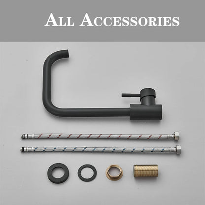 Matte Kitchen Faucet Deck Sinks Faucet High Arch 360 Degree Swivel Cold Hot Mixer Water Tap