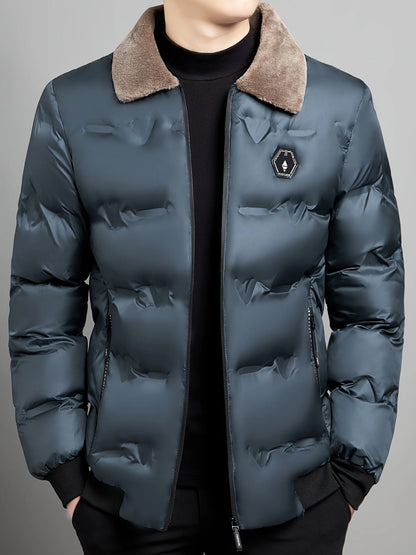 Winter warm jacket, casual business outdoor sports cotton jacket, lapel zipper, real pocket, men's jacket, jacket shirt.