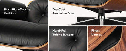 Oberschicht aus Rindsleder, klassischer Liegestuhl, XL-Version mit Armlehne, Drehstuhl, Möbel, Freizeitstuhl für Schlafzimmer, Balkon, Studio