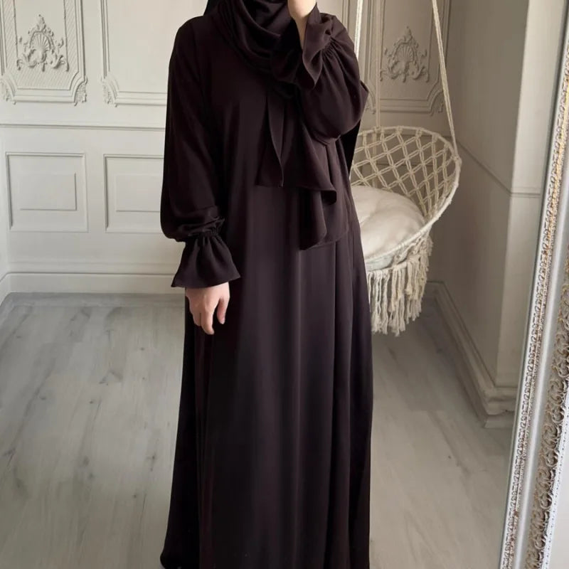 2024 Spring Muslim Modest Dress for Women Eid Arabic Femme Hijab Abaya Dubai 2 Pieces Islamic Long Sleeve Turkey Robe clothing.