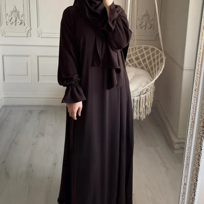2024 Spring Muslim Modest Dress for Women Eid Arabic Femme Hijab Abaya Dubai 2 Pieces Islamic Long Sleeve Turkey Robe clothing.
