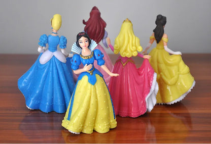 5Pcs/Set Disney Princess Snow White Cinderella Belle Sleeping Beauty Mermaid PVC Action Figure Model Toys Doll Girl Special Gift.