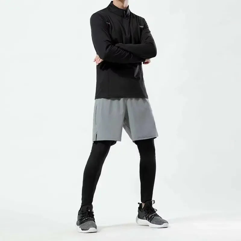 Zweiteilige Illusion Herren-Sporthose, schnell trocknend, elastisch, Basketball-Trainingshose, Sommer, dünn, Fitness, Laufen, Freizeithose.
