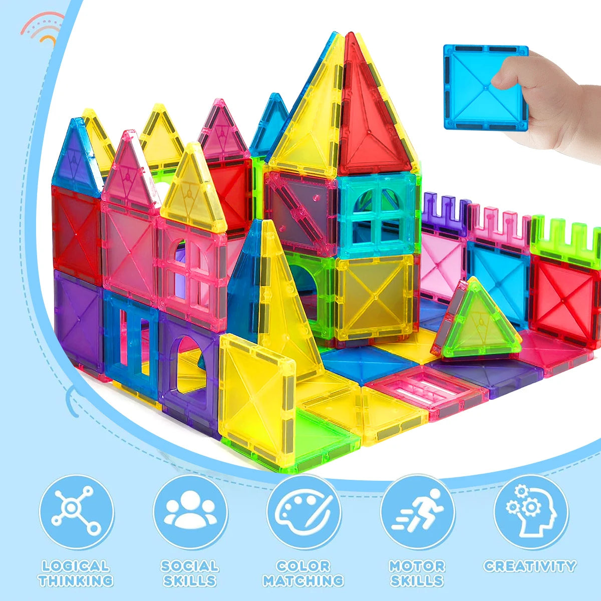 40/64/100PCS Magnetic Building Blocks Montessori  Educational Constructor Toys Set For Kids Game For Boys Girl Gifts.