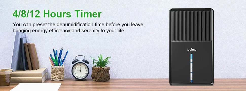 LOEFME 3000ml Electric Dehumidifier Large Air Dryer Drying Mode Mould Moisture Damp with Timer 800mL/Day for Home Bedroom Office.