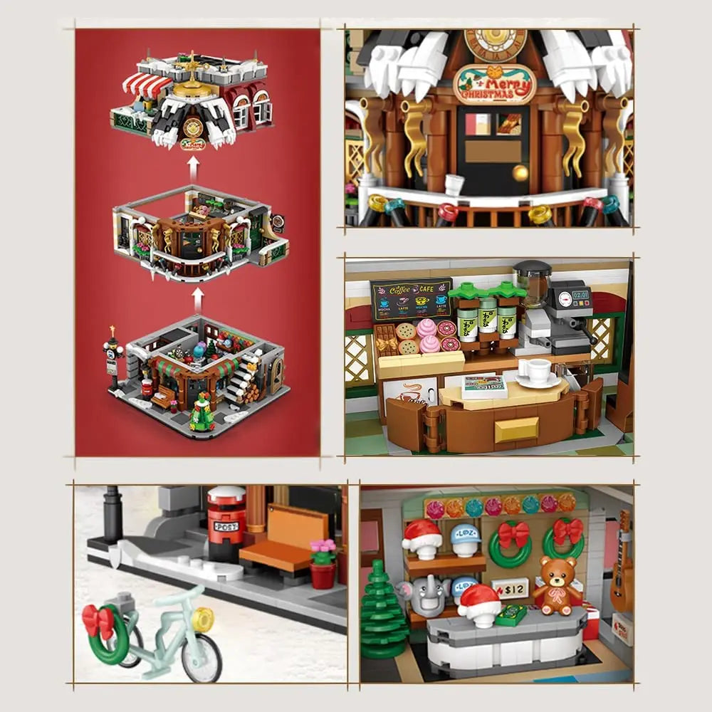 2506Pcs Creative Christmas Coffee Shop Building Blocks Kit MOC Modular House Model Building Sets Gifts for Adults Kids Boys Toys.