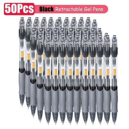 1–63 Stück einziehbares Gelschreiber-Set, Kugelschreiber mit schwarzer/roter/blauer Tinte zum Schreiben, 0,5 mm Nachfüllungen, Bürozubehör, Schulbedarf, Schreibwaren