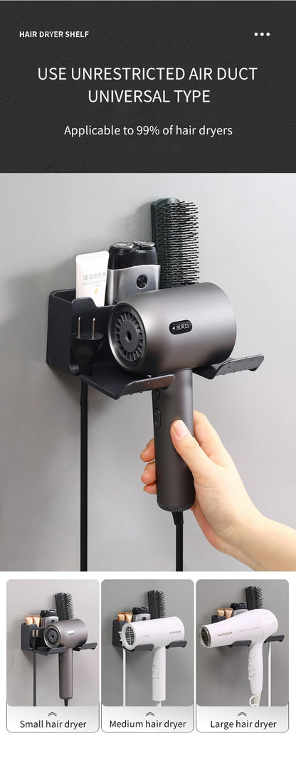 Haartrockner-Halter, Wandmontage, Wandtrockner-Wiege, weiß, schwarz, grau, Haartrockner, Föhn-Organizer für Badezimmer, Badezimmer, Regale