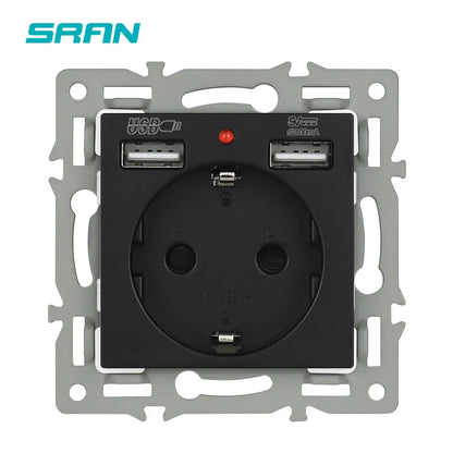 SRAN F6 Serie mehrere Rahmen schwarze Panel aus gehärtetem Glas, EU FR UN-Steckdosen und Schalter Dimmer-Lüfter-Fußlampe Rj45 RJ11Module DIY