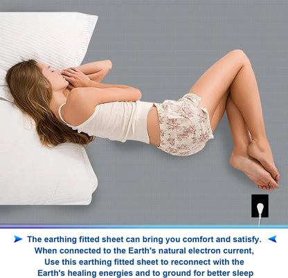 MAXSHARER Earthing 180*200*30cm fitted sheet Organic cotton with Conductive silver fiber Grounding bed sheet for Nature Wellness.