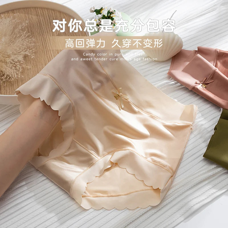 Silk Panties Nice Briefs Soft Underwear Women's Mid rise Elegance Girls Sexy Lingerie.