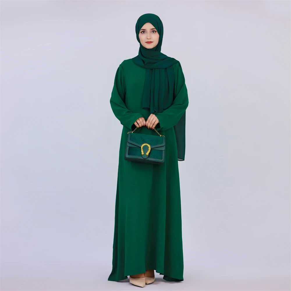 Ramadan Eid Solid Linen Dubai Abaya Turkey Islam Muslim Modest Dress Kaftan Prayer Clothes For Women Kebaya Robe Femme Musulmane