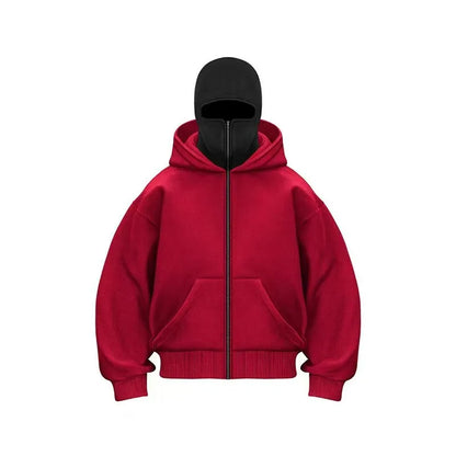 2025 Autumn Men Balaclava Y2K Gothic Harajuku Winter New Item Double Hooded Sweatshirt Men's Hooded Mask Zipper Sportswear Women.